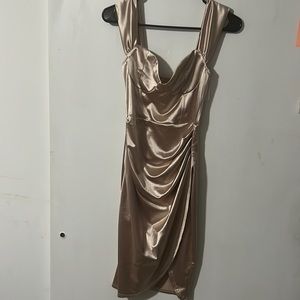 Formal fitting chrome gold dress